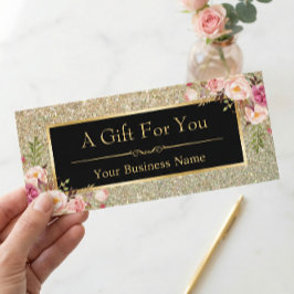 Gold Glitter Sparkles Floral Cadeat Certificate Ka