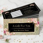 Gold Glitter Sparkles Floral Cadeat Certificate Ka