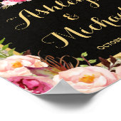 Gold Glitter Sparkles Floral Wedal Welcome Sign Poster (Hoek)
