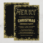 Gold Glitter Sparkles Merry Kerstfeest Dinner part Kaart (Voorkant / Achterkant)