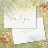 Gold Glitter Sparkles Moderne Elegant Script Bedankkaart