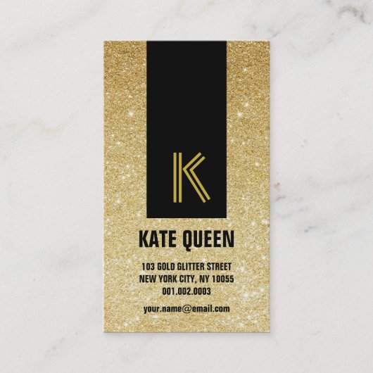 Gold Glitter Sparkles Moderne Hip Chic-profielkaar Visitekaartje (Voorkant)
