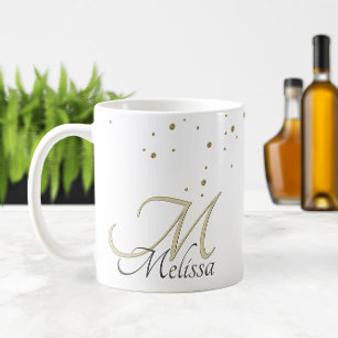 Gold Glitter Sparkles Name en Monogram Koffiemok
