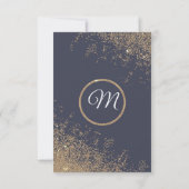 Gold Glitter Sparkles Navy Blue RSVP (Achterkant)