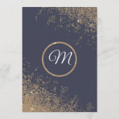 Gold Glitter Sparkles Navy Blue Wedding Menu (Achterkant)