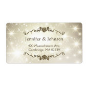 Gold Glitter Sparkles Wedding Etiket (Voorkant)