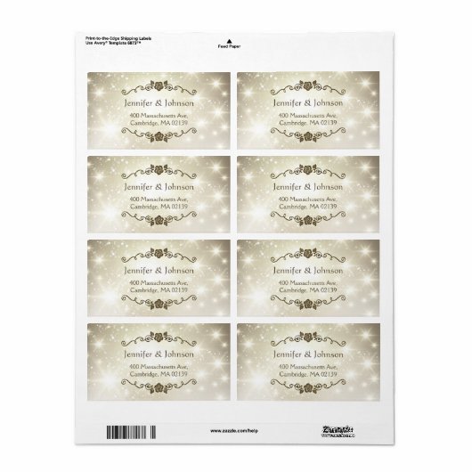 Gold Glitter Sparkles Wedding Etiket (Full Sheet)