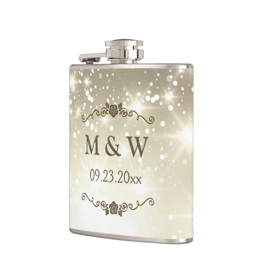 Gold Glitter Sparkles Wedding Heupfles (Links)