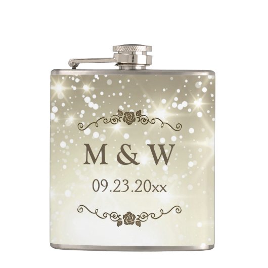 Gold Glitter Sparkles Wedding Heupfles (Voorkant)