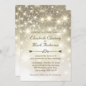 Gold Glitter Sparkles Wedding Kaart (Voorkant / Achterkant)