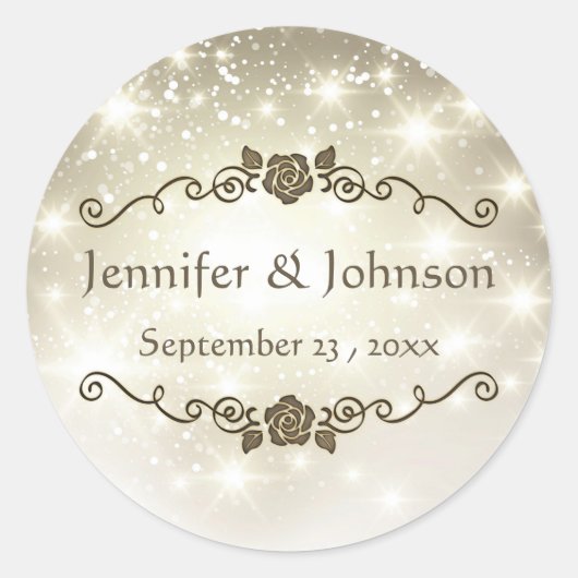 Gold Glitter Sparkles Wedding Ronde Sticker (Voorkant)