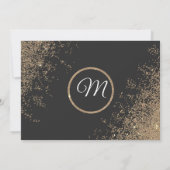 Gold Glitter Sparkles Zwart Verloving Kaart (Achterkant)