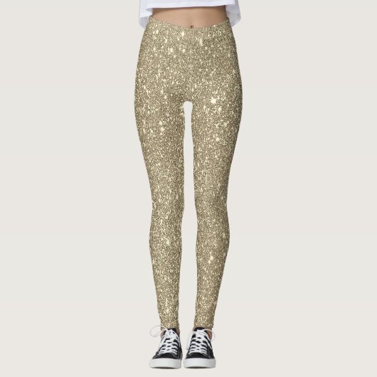 Gold Glitter Sparkly Elegant Classy Girly Cute Leggings (Voorkant)