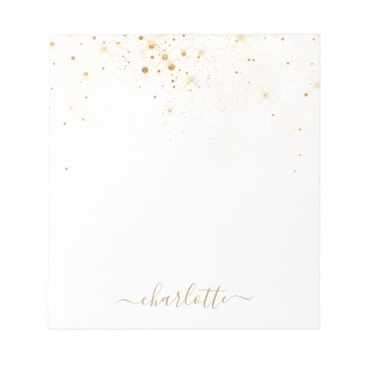 Gold Glitter Sparkly Elegant Glamoureus Script Notitieblok (Voorkant)