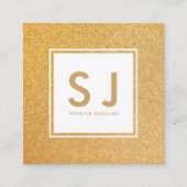 Gold Glitter Sparkly Moderne Interior Designer Vierkante Visitekaartje (Voorkant)