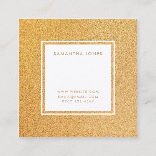 Gold Glitter Sparkly Moderne Interior Designer Vierkante Visitekaartje (Achterkant)