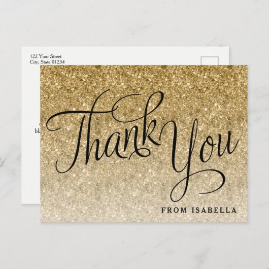 Gold Glitter Speciaal bedankt Briefkaart (Voorkant / Achterkant)