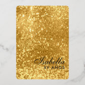Gold Glitter-spelkaart | Las Vegas Quinceañera Folie Uitnodiging (Achterkant)