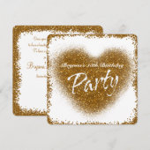 Gold Glitter Spill Heart Glamour PARTY Uitnodiging (Voorkant / Achterkant)