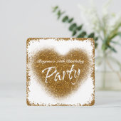 Gold Glitter Spill Heart Glamour PARTY Uitnodiging (Staand voorkant)