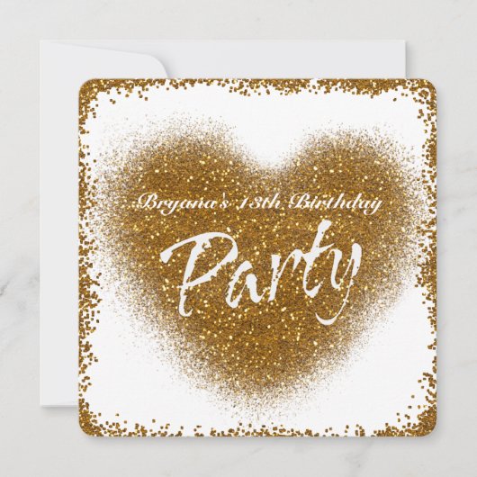 Gold Glitter Spill Heart Glamour PARTY Uitnodiging (Voorkant)