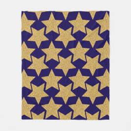 Gold Glitter Star Fleece Deken