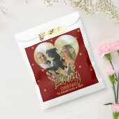 Gold Glitter Star Heart Foto van heerlijk kerstroo Bedankzakje (Gezegeld)