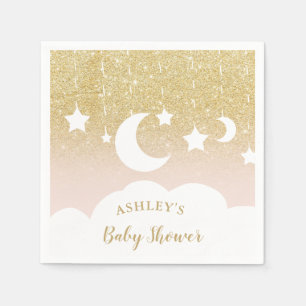 Gold glitter star moon cloud baby shower servet
