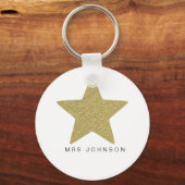 Gold glitter star thank you teachmas christmas sleutelhanger (Achterkant)