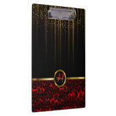 Gold Glitter Starlights en Red Leopard Skin Design Klembord (Rechts)