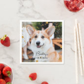 Gold Glitter Stars Aangepaste foto Pet Dog Birthda Servet (Insitu)