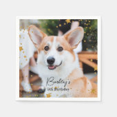 Gold Glitter Stars Aangepaste foto Pet Dog Birthda Servet (Voorkant)