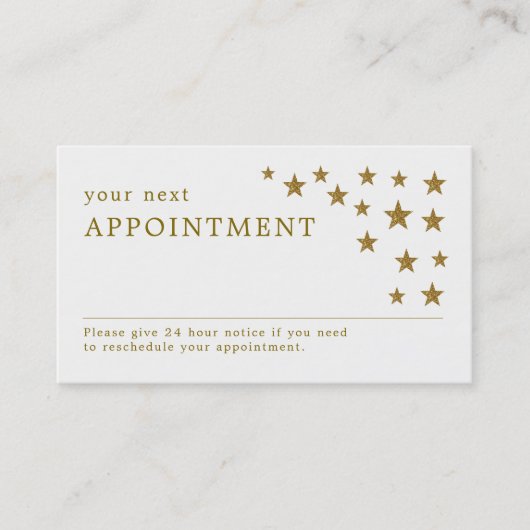 Gold Glitter Stars Appointment Card Afsprakenkaartje (Voorkant)