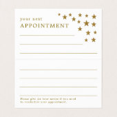 Gold Glitter Stars Appointment Card Visitekaartje (Binnenkant ongevouwen)