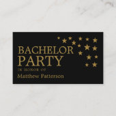 Gold Glitter Stars, Bachelor Party Ticket Invite (Voorkant)