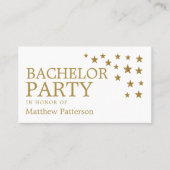 Gold Glitter Stars, Bachelor Party Ticket Invite (Voorkant)