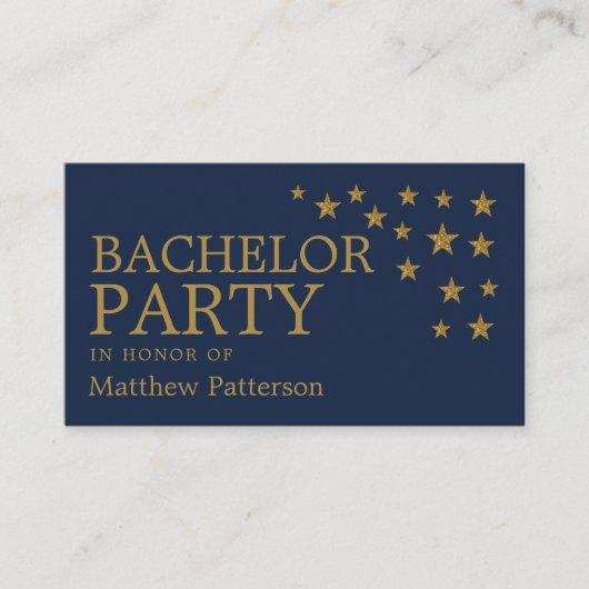 Gold Glitter Stars, Bachelor Party Ticket Invite (Voorkant)