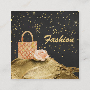 *~* Gold Glitter STARS BAG ROOS MODE Vierkante Visitekaartje