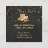 *~* Gold Glitter STARS BAG ROOS MODE Vierkante Visitekaartje (Achterkant)