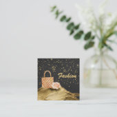 *~* Gold Glitter STARS BAG ROOS MODE Vierkante Visitekaartje (Staand voorkant)