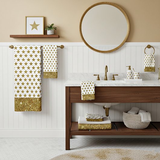 Gold glitter stars bath towel set bad handdoek