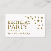 Gold Glitter Stars, Birthday Party Ticket (Voorkant)