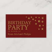 Gold Glitter Stars, Birthday Party Ticket (Voorkant)
