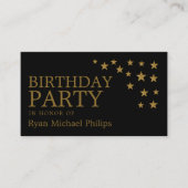 Gold Glitter Stars, Birthday Party Ticket (Voorkant)