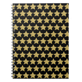 Gold Glitter Stars Black Notitieboek