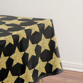 Gold Glitter Stars Black Tafelkleed (Voorbeeld)