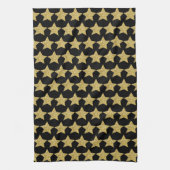 Gold Glitter Stars Black Theedoek (Verticaal)