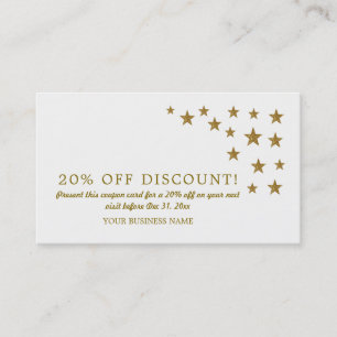 Gold Glitter Stars, Discount Voucher Kortingskaartje