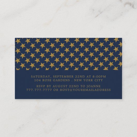 Gold Glitter Stars, Engagement Party Ticket Invite (Achterkant)