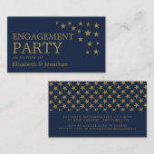 Gold Glitter Stars, Engagement Party Ticket Invite (Voorkant / Achterkant)